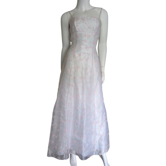 VTG Morgan Co Babydoll Gown 4 Formal Dress Open Back Pink Velvet Burnout Fairy - Picture 1 of 6